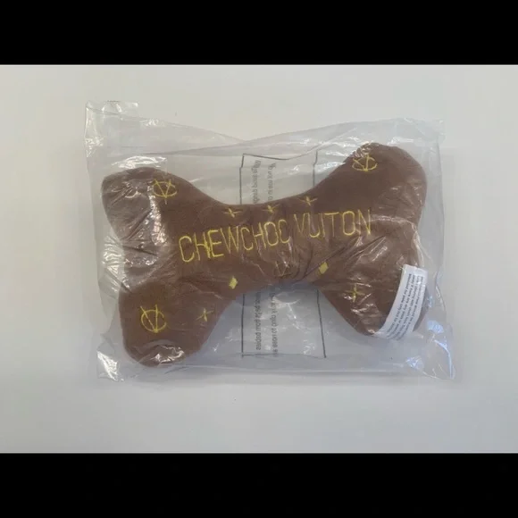 ChewChoo Vuiton Plush Pet Bone - Designer Dog - Squeak Toy - NWT - Picture 4 of 6